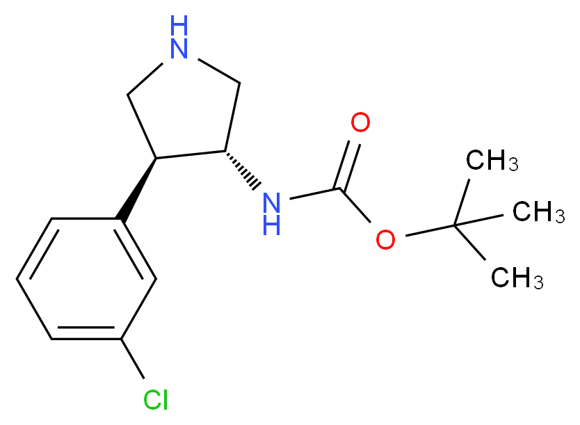 tert-butyl (3R,4S)-4-(3-chlorophenyl)pyrrolidin-3-ylcarbamate_分子结构_CAS_1260601-96-4)