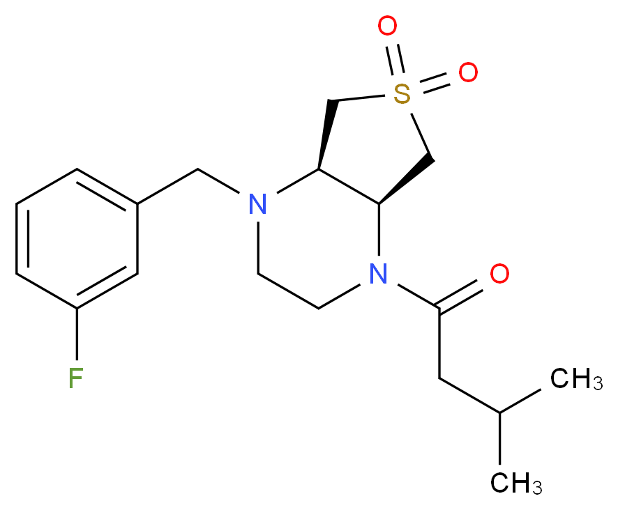 (4aS*,7aR*)-1-(3-fluorobenzyl)-4-(3-methylbutanoyl)octahydrothieno[3,4-b]pyrazine 6,6-dioxide_分子结构_CAS_)