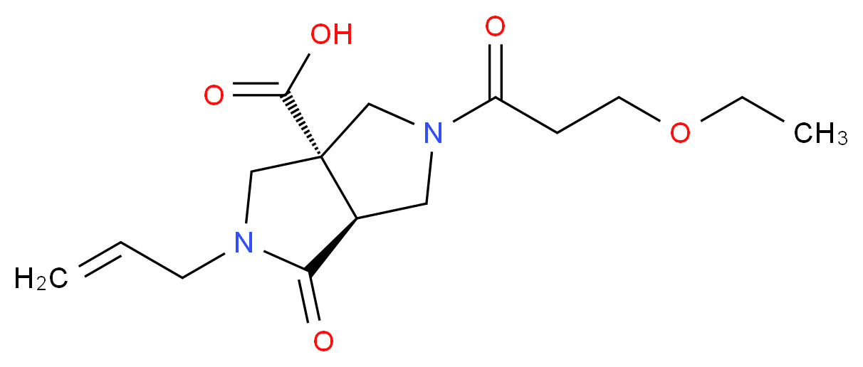 (3aS*,6aS*)-2-allyl-5-(3-ethoxypropanoyl)-1-oxohexahydropyrrolo[3,4-c]pyrrole-3a(1H)-carboxylic acid_分子结构_CAS_)