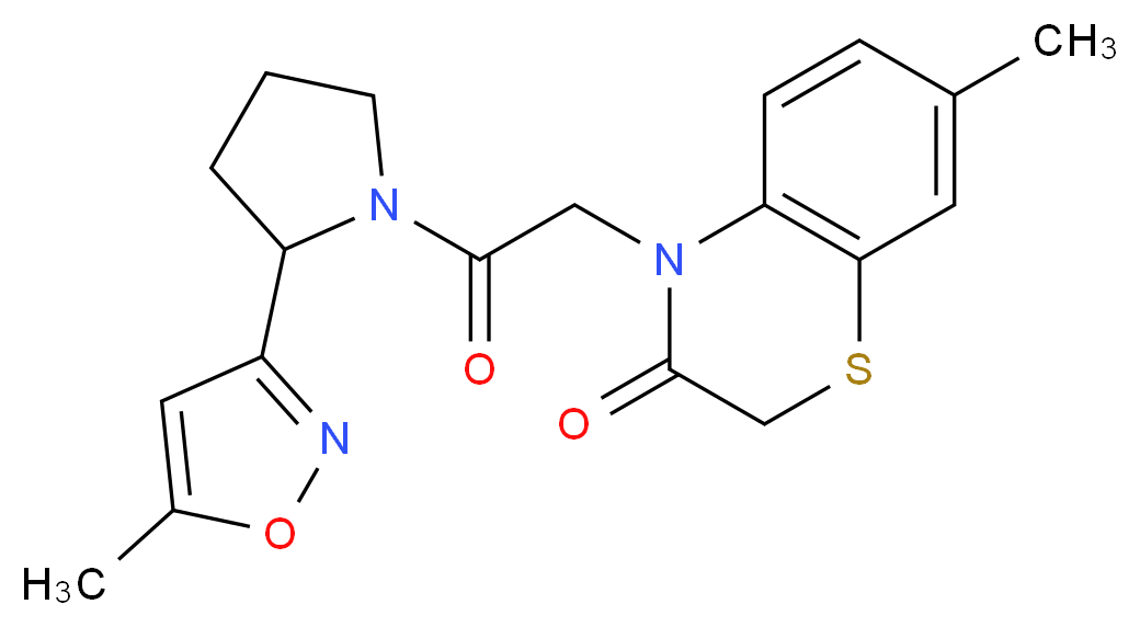 7-methyl-4-{2-[2-(5-methylisoxazol-3-yl)pyrrolidin-1-yl]-2-oxoethyl}-2H-1,4-benzothiazin-3(4H)-one_分子结构_CAS_)