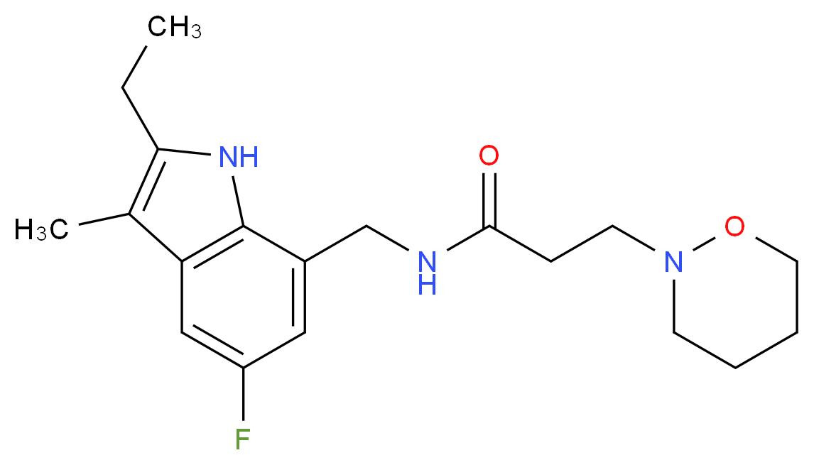 N-[(2-ethyl-5-fluoro-3-methyl-1H-indol-7-yl)methyl]-3-(1,2-oxazinan-2-yl)propanamide_分子结构_CAS_)