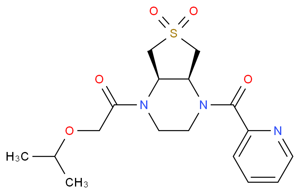 (4aS*,7aR*)-1-(isopropoxyacetyl)-4-(2-pyridinylcarbonyl)octahydrothieno[3,4-b]pyrazine 6,6-dioxide_分子结构_CAS_)