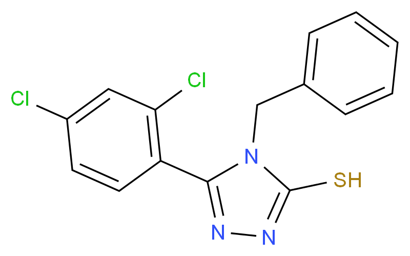 4-benzyl-5-(2,4-dichlorophenyl)-4H-1,2,4-triazole-3-thiol_分子结构_CAS_23282-91-9