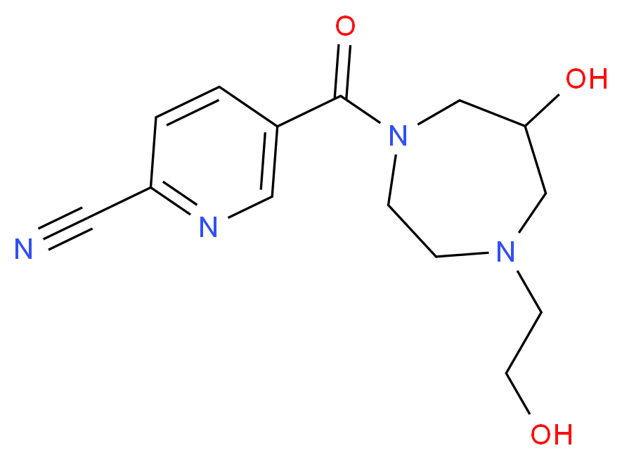 5-{[6-hydroxy-4-(2-hydroxyethyl)-1,4-diazepan-1-yl]carbonyl}pyridine-2-carbonitrile_分子结构_CAS_)