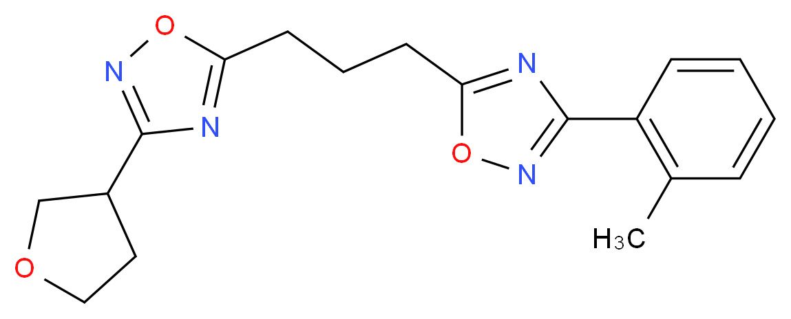 3-(2-methylphenyl)-5-{3-[3-(tetrahydrofuran-3-yl)-1,2,4-oxadiazol-5-yl]propyl}-1,2,4-oxadiazole_分子结构_CAS_)