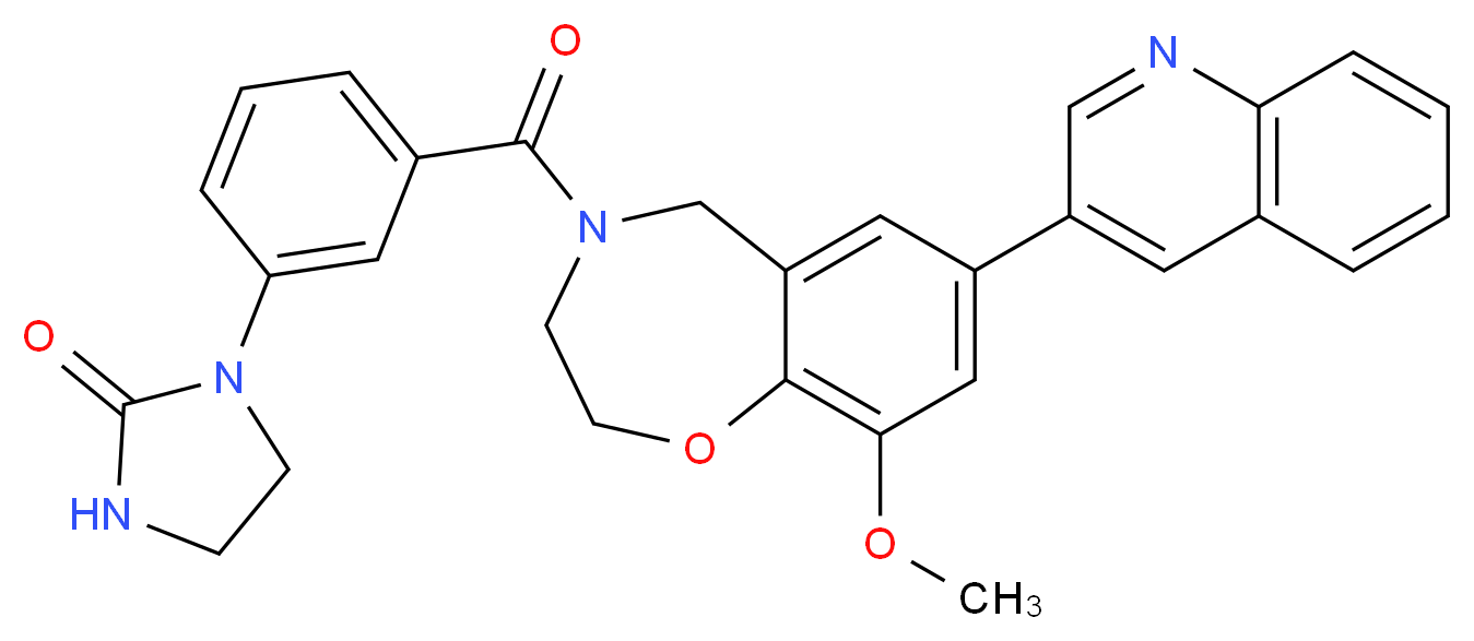 1-(3-{[9-methoxy-7-(3-quinolinyl)-2,3-dihydro-1,4-benzoxazepin-4(5H)-yl]carbonyl}phenyl)-2-imidazolidinone_分子结构_CAS_)