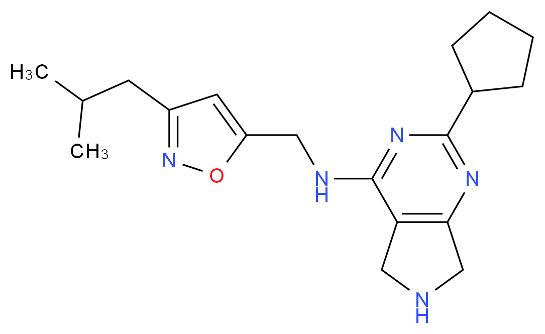 2-cyclopentyl-N-[(3-isobutylisoxazol-5-yl)methyl]-6,7-dihydro-5H-pyrrolo[3,4-d]pyrimidin-4-amine_分子结构_CAS_)