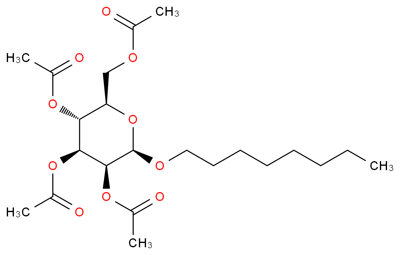 [(2R,3R,4S,5S,6R)-3,4,5-tris(acetyloxy)-6-(octyloxy)oxan-2-yl]methyl acetate_分子结构_CAS_128299-96-7