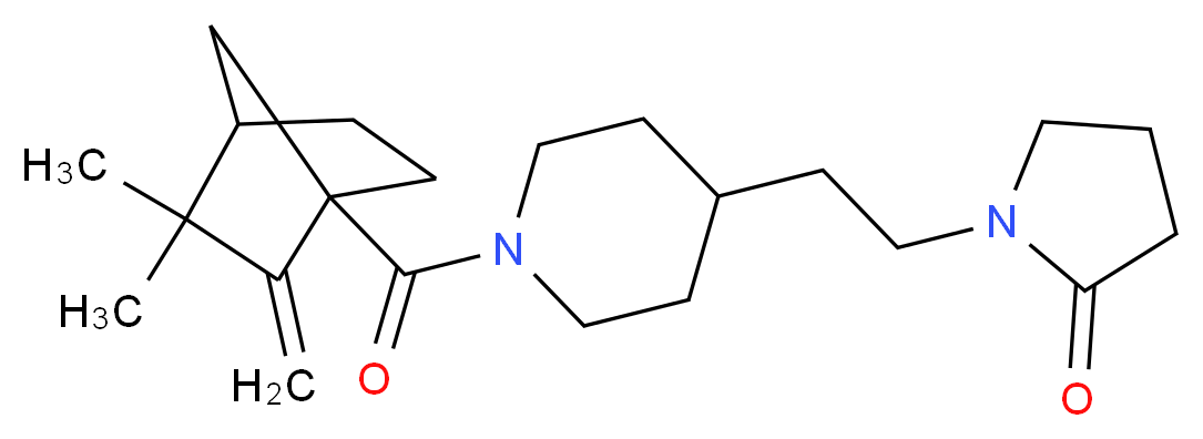 1-(2-{1-[(3,3-dimethyl-2-methylenebicyclo[2.2.1]hept-1-yl)carbonyl]-4-piperidinyl}ethyl)-2-pyrrolidinone_分子结构_CAS_)