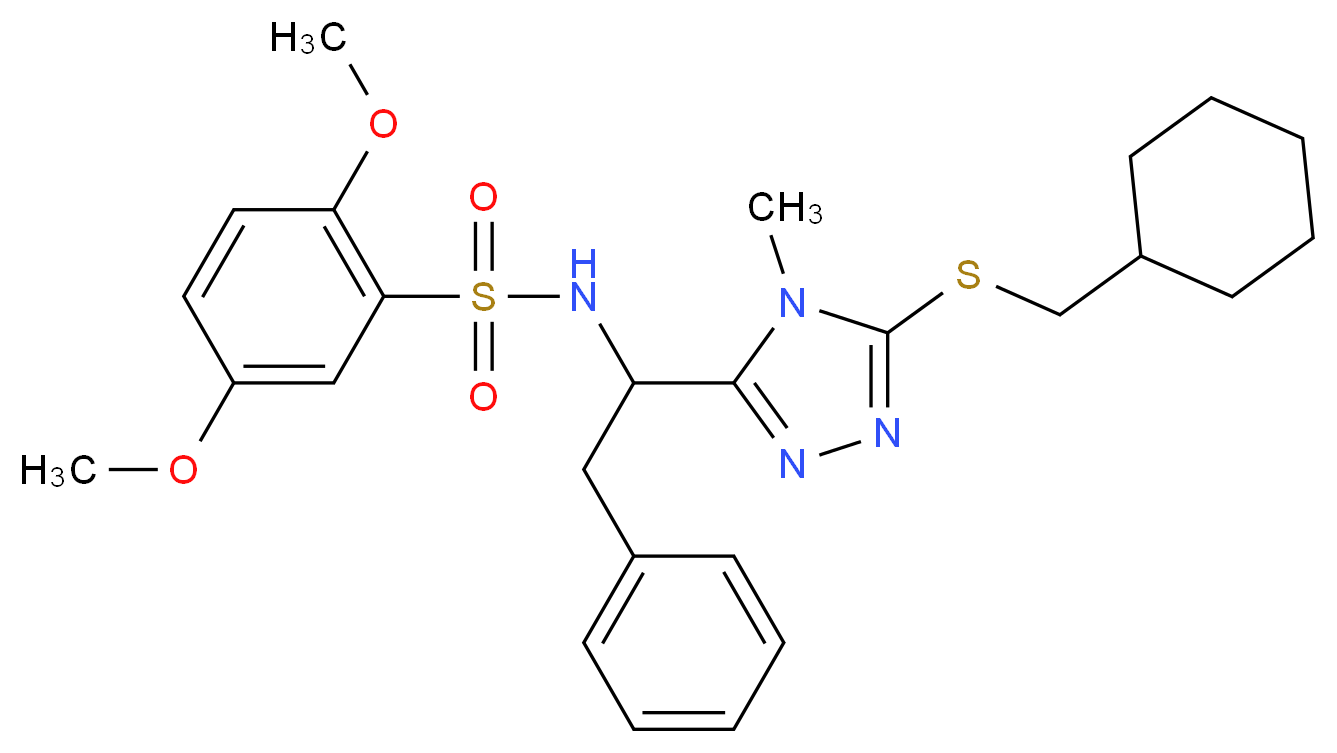 N-(1-{5-[(cyclohexylmethyl)thio]-4-methyl-4H-1,2,4-triazol-3-yl}-2-phenylethyl)-2,5-dimethoxybenzenesulfonamide_分子结构_CAS_)