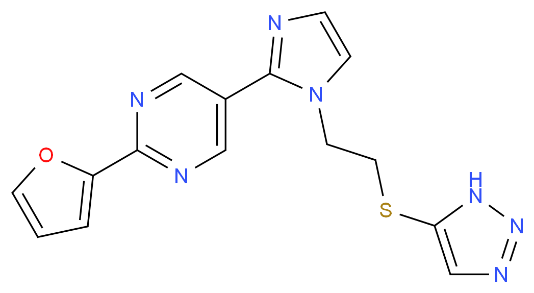 2-(2-furyl)-5-{1-[2-(1H-1,2,3-triazol-5-ylthio)ethyl]-1H-imidazol-2-yl}pyrimidine_分子结构_CAS_)