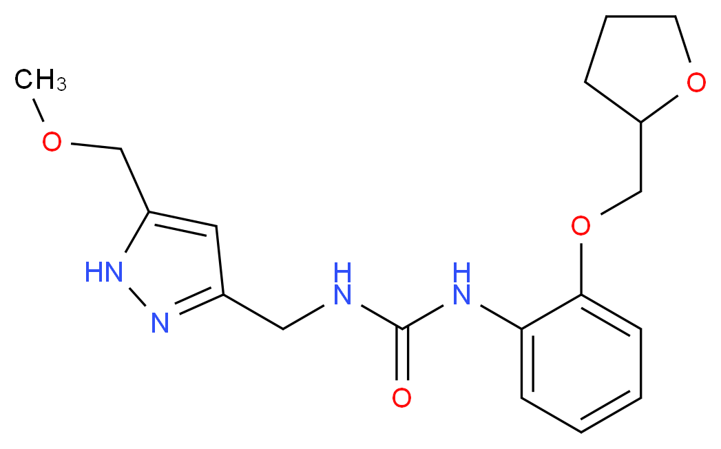 N-{[5-(methoxymethyl)-1H-pyrazol-3-yl]methyl}-N'-[2-(tetrahydrofuran-2-ylmethoxy)phenyl]urea_分子结构_CAS_)