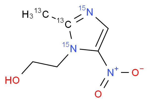 2-[2-(<sup>1</sup><sup>3</sup>C)methyl-5-nitro(2-<sup>1</sup><sup>3</sup>C,1,3-<sup>1</sup><sup>5</sup>N<sub>2</sub>)-1H-imidazol-1-yl]ethan-1-ol_分子结构_CAS_1173020-03-5