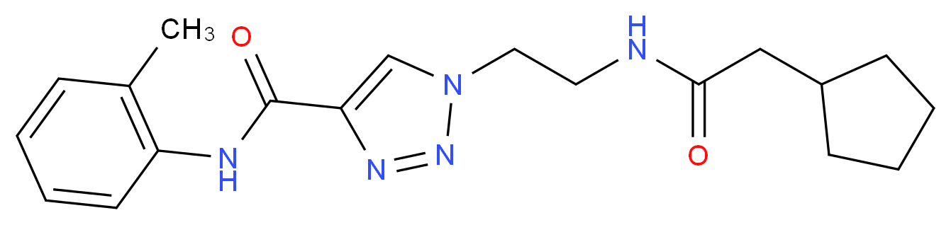1-{2-[(cyclopentylacetyl)amino]ethyl}-N-(2-methylphenyl)-1H-1,2,3-triazole-4-carboxamide_分子结构_CAS_)
