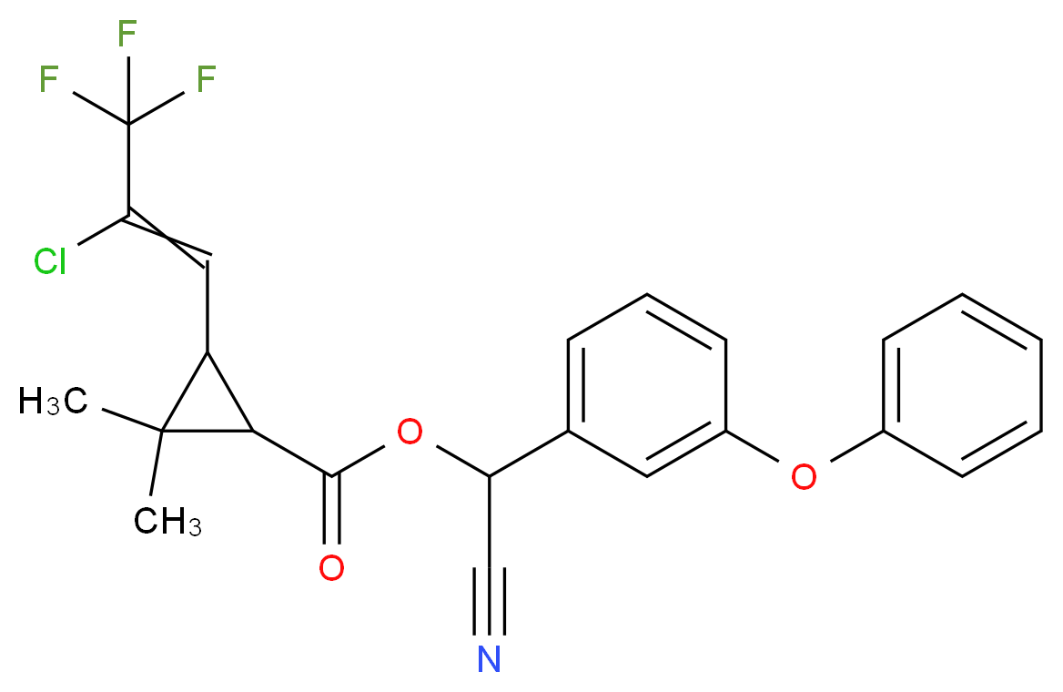 cyano(3-phenoxyphenyl)methyl 3-(2-chloro-3,3,3-trifluoroprop-1-en-1-yl)-2,2-dimethylcyclopropane-1-carboxylate_分子结构_CAS_68085-85-8