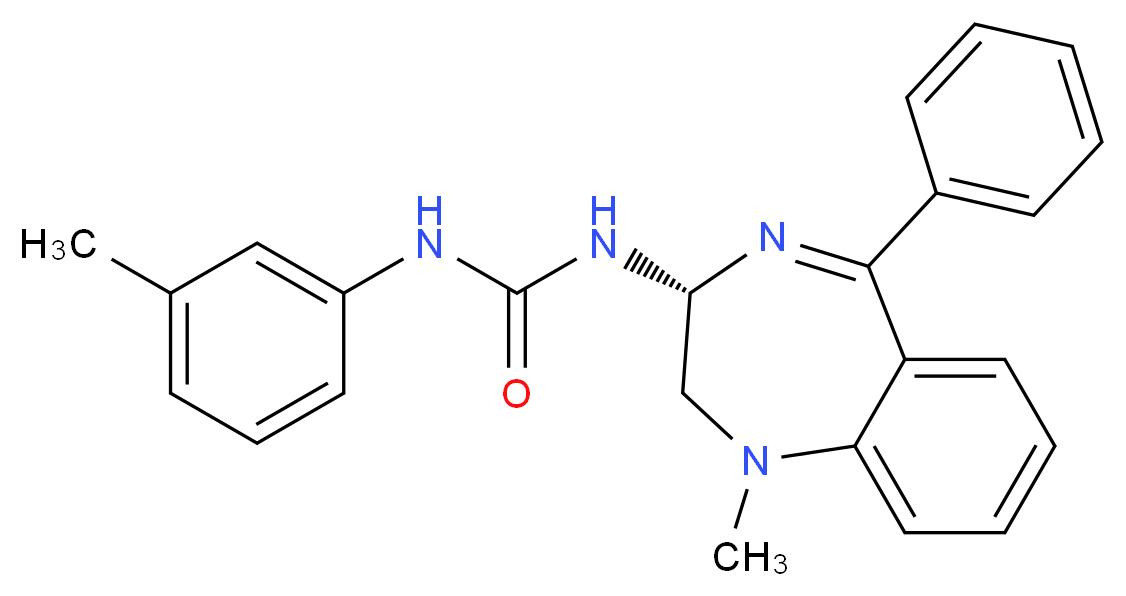 1-[(3R)-1-methyl-5-phenyl-2,3-dihydro-1H-1,4-benzodiazepin-3-yl]-3-(3-methylphenyl)urea_分子结构_CAS_118101-09-0