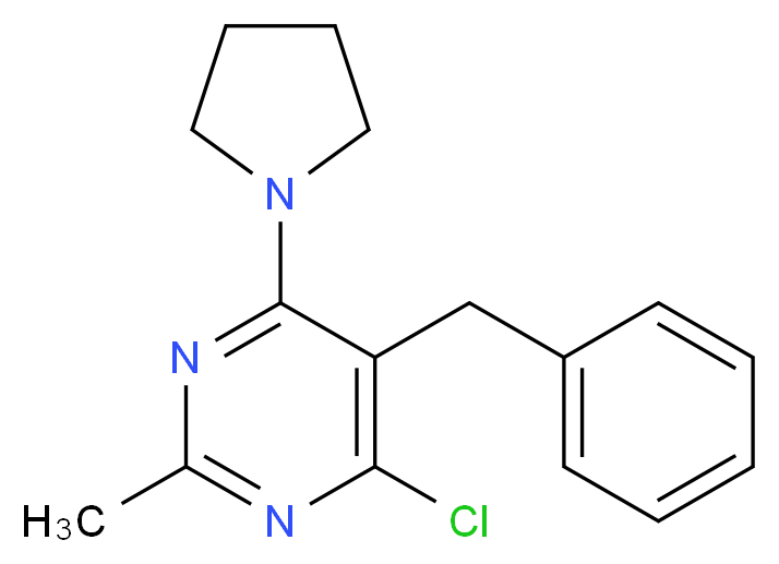 5-Benzyl-4-chloro-2-methyl-6-pyrrolidin-1-yl-pyrimidine_分子结构_CAS_)