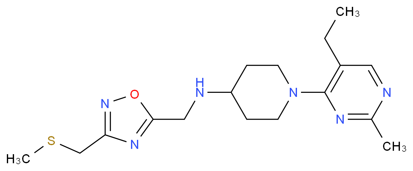 1-(5-ethyl-2-methylpyrimidin-4-yl)-N-({3-[(methylthio)methyl]-1,2,4-oxadiazol-5-yl}methyl)piperidin-4-amine_分子结构_CAS_)