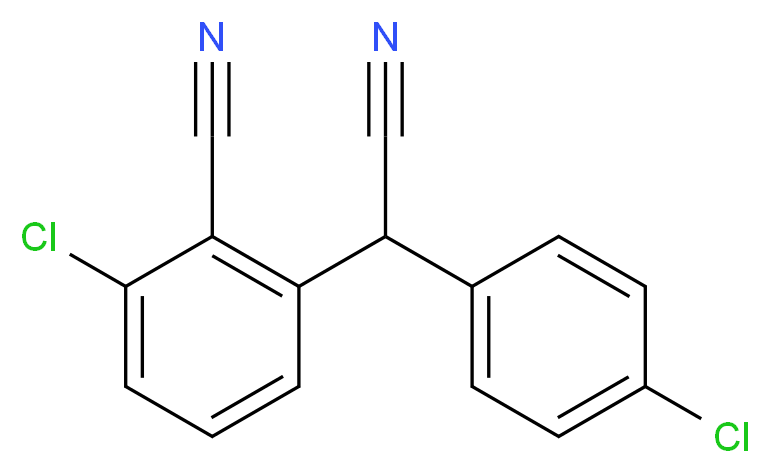 2-Chloro-6-[(4-chlorophenyl)(cyano)methyl]-benzenecarbonitrile_分子结构_CAS_)