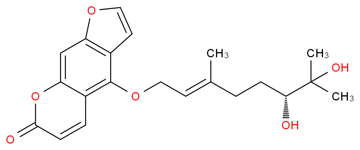 4-{[(2E,6R)-6,7-dihydroxy-3,7-dimethyloct-2-en-1-yl]oxy}-7H-furo[3,2-g]chromen-7-one_分子结构_CAS_264234-05-1