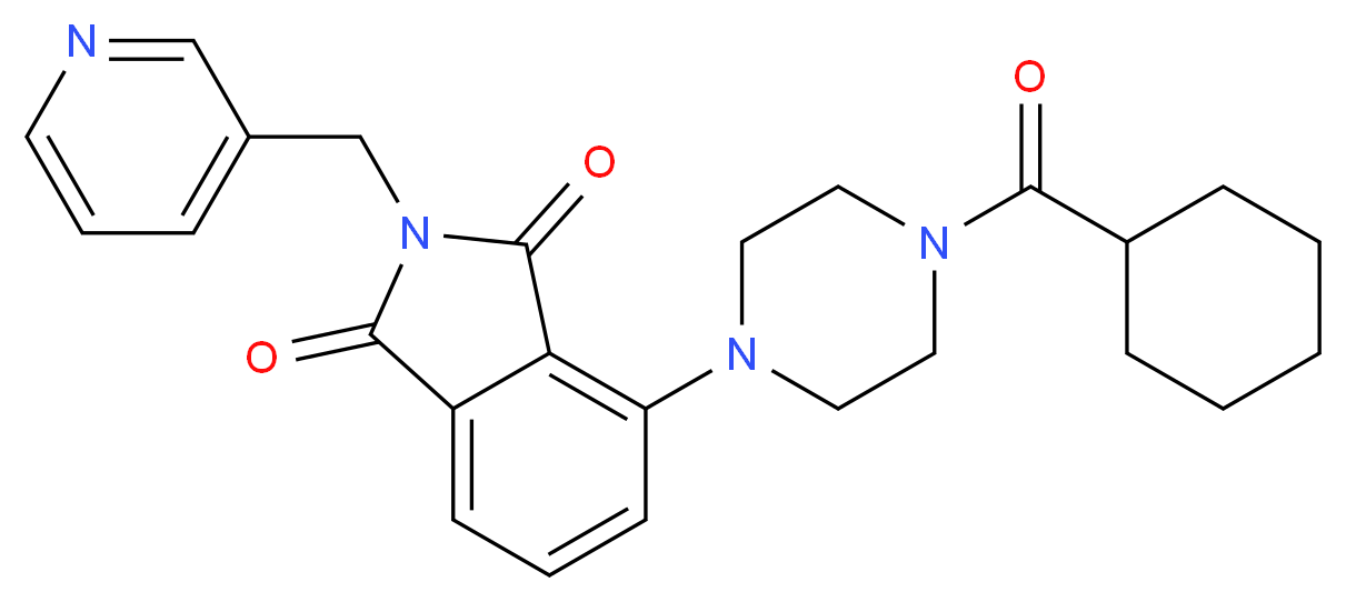 4-[4-(cyclohexylcarbonyl)-1-piperazinyl]-2-(3-pyridinylmethyl)-1H-isoindole-1,3(2H)-dione_分子结构_CAS_)