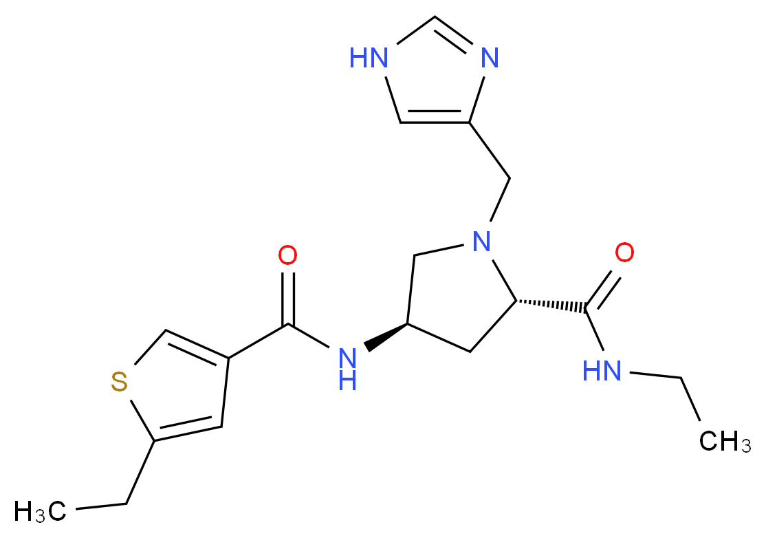 (4R)-N-ethyl-4-{[(5-ethyl-3-thienyl)carbonyl]amino}-1-(1H-imidazol-4-ylmethyl)-L-prolinamide_分子结构_CAS_)