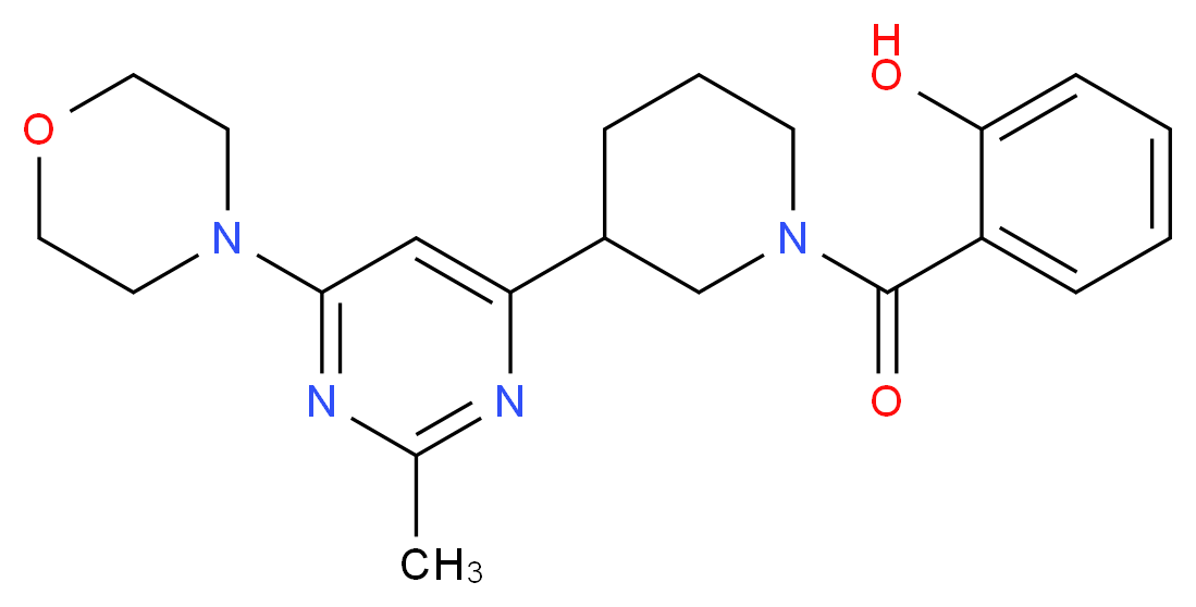 2-({3-[2-methyl-6-(4-morpholinyl)-4-pyrimidinyl]-1-piperidinyl}carbonyl)phenol_分子结构_CAS_)