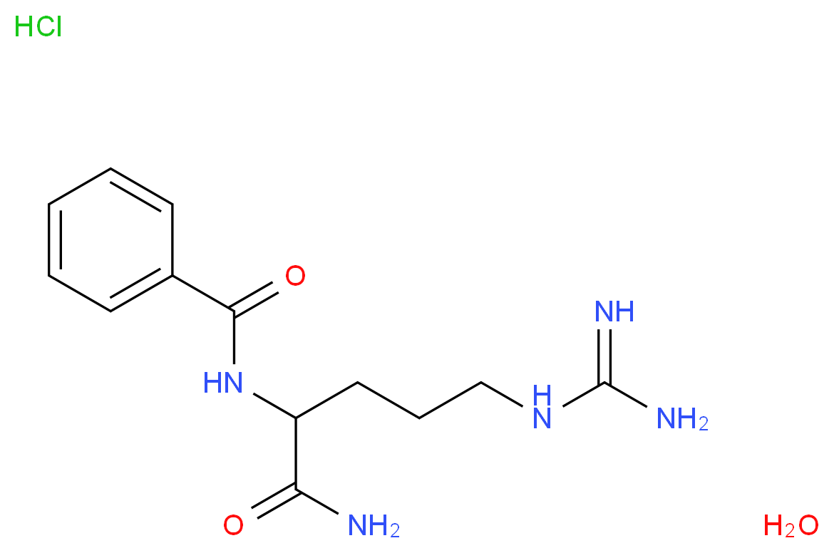 5-carbamimidamido-2-(phenylformamido)pentanamide hydrate hydrochloride_分子结构_CAS_965-03-7