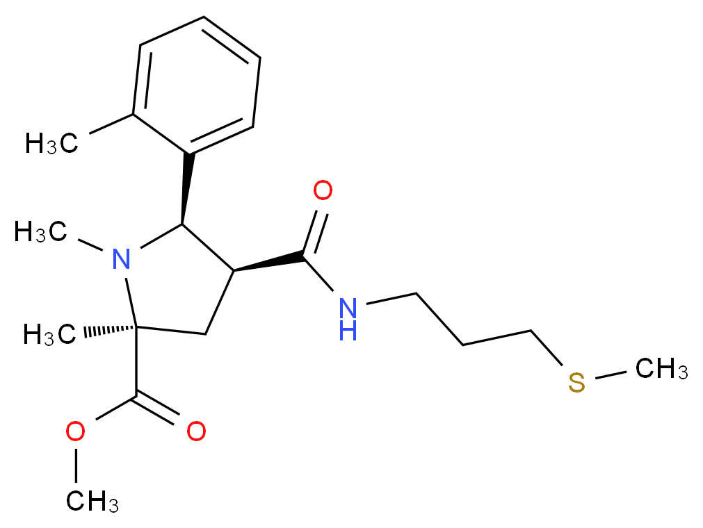 methyl (2S*,4S*,5R*)-1,2-dimethyl-5-(2-methylphenyl)-4-({[3-(methylthio)propyl]amino}carbonyl)-2-pyrrolidinecarboxylate_分子结构_CAS_)