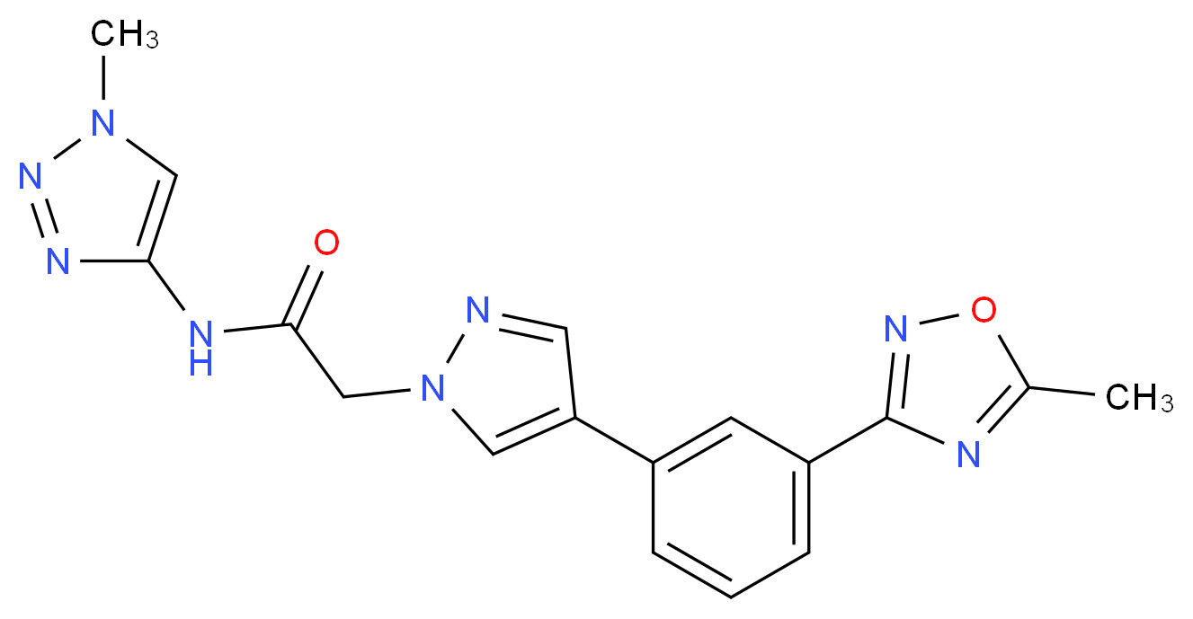 2-{4-[3-(5-methyl-1,2,4-oxadiazol-3-yl)phenyl]-1H-pyrazol-1-yl}-N-(1-methyl-1H-1,2,3-triazol-4-yl)acetamide_分子结构_CAS_)