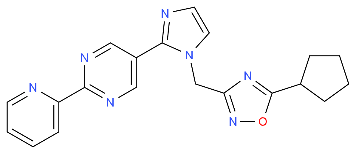 5-{1-[(5-cyclopentyl-1,2,4-oxadiazol-3-yl)methyl]-1H-imidazol-2-yl}-2-pyridin-2-ylpyrimidine_分子结构_CAS_)