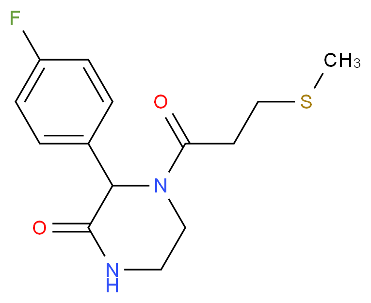 3-(4-fluorophenyl)-4-[3-(methylthio)propanoyl]-2-piperazinone_分子结构_CAS_)