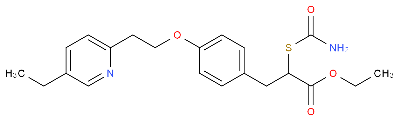 ethyl 2-(carbamoylsulfanyl)-3-{4-[2-(5-ethylpyridin-2-yl)ethoxy]phenyl}propanoate_分子结构_CAS_868754-41-0