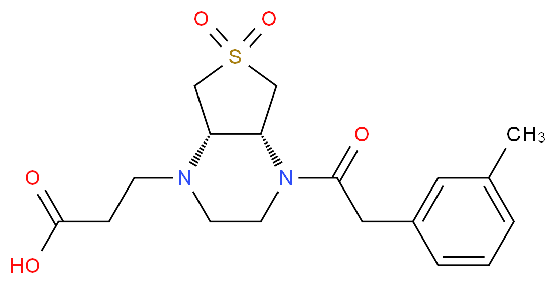 3-[(4aR*,7aS*)-4-[(3-methylphenyl)acetyl]-6,6-dioxidohexahydrothieno[3,4-b]pyrazin-1(2H)-yl]propanoic acid_分子结构_CAS_)