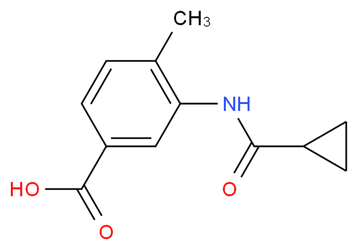 3-[(Cyclopropylcarbonyl)amino]-4-methylbenzoic acid_分子结构_CAS_915923-66-9)