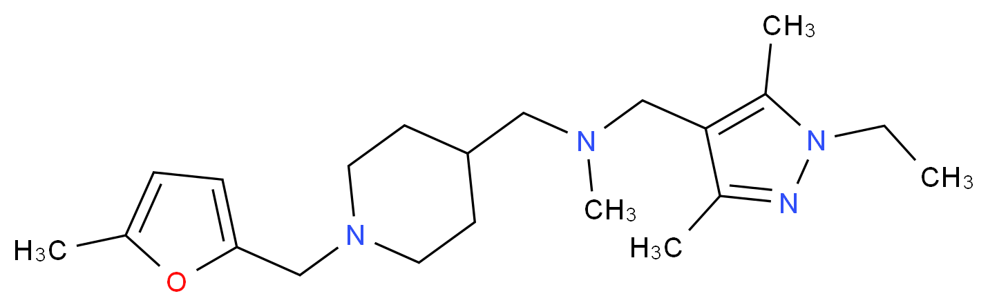 1-(1-ethyl-3,5-dimethyl-1H-pyrazol-4-yl)-N-methyl-N-({1-[(5-methyl-2-furyl)methyl]-4-piperidinyl}methyl)methanamine_分子结构_CAS_)