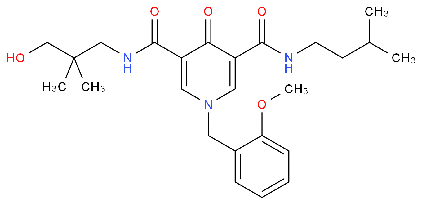 N-(3-hydroxy-2,2-dimethylpropyl)-1-(2-methoxybenzyl)-N'-(3-methylbutyl)-4-oxo-1,4-dihydro-3,5-pyridinedicarboxamide_分子结构_CAS_)