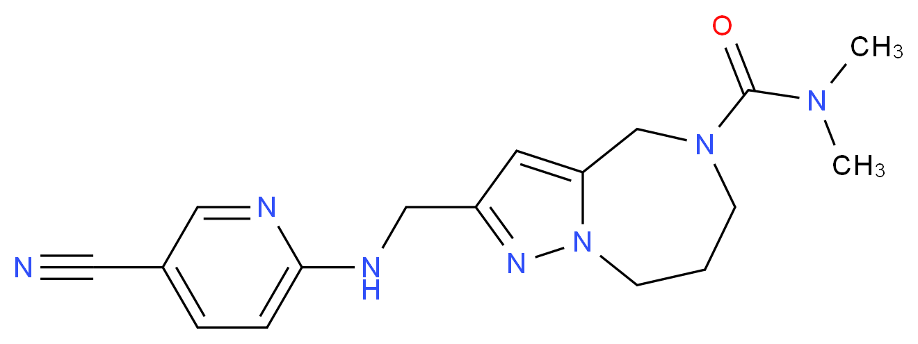 2-{[(5-cyanopyridin-2-yl)amino]methyl}-N,N-dimethyl-7,8-dihydro-4H-pyrazolo[1,5-a][1,4]diazepine-5(6H)-carboxamide_分子结构_CAS_)
