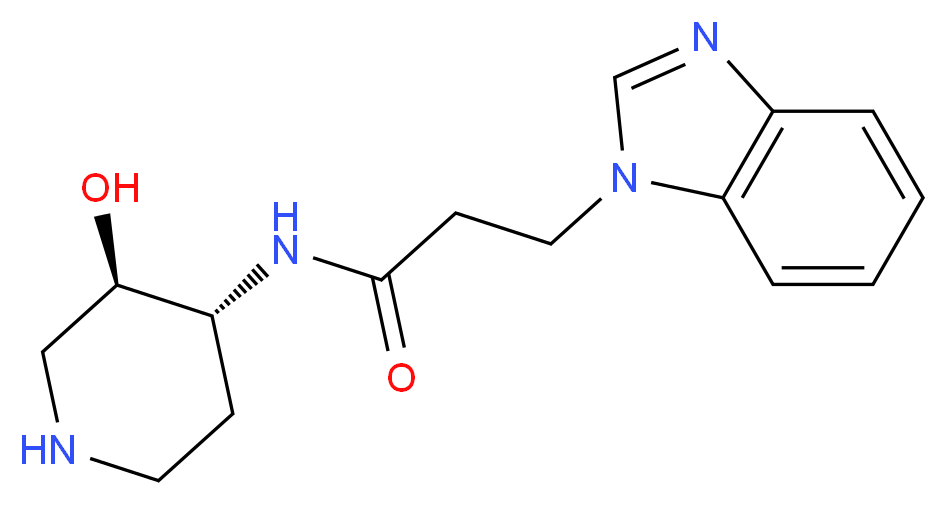 3-(1H-benzimidazol-1-yl)-N-[(3R*,4R*)-3-hydroxypiperidin-4-yl]propanamide_分子结构_CAS_)