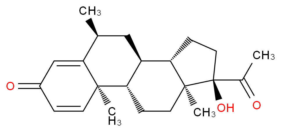 (1S,2R,8S,10R,11S,14R,15S)-14-acetyl-14-hydroxy-2,8,15-trimethyltetracyclo[8.7.0.0<sup>2</sup>,<sup>7</sup>.0<sup>1</sup><sup>1</sup>,<sup>1</sup><sup>5</sup>]heptadeca-3,6-dien-5-one_分子结构_CAS_3660-13-7