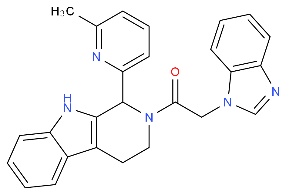 2-(1H-benzimidazol-1-ylacetyl)-1-(6-methyl-2-pyridinyl)-2,3,4,9-tetrahydro-1H-beta-carboline_分子结构_CAS_)