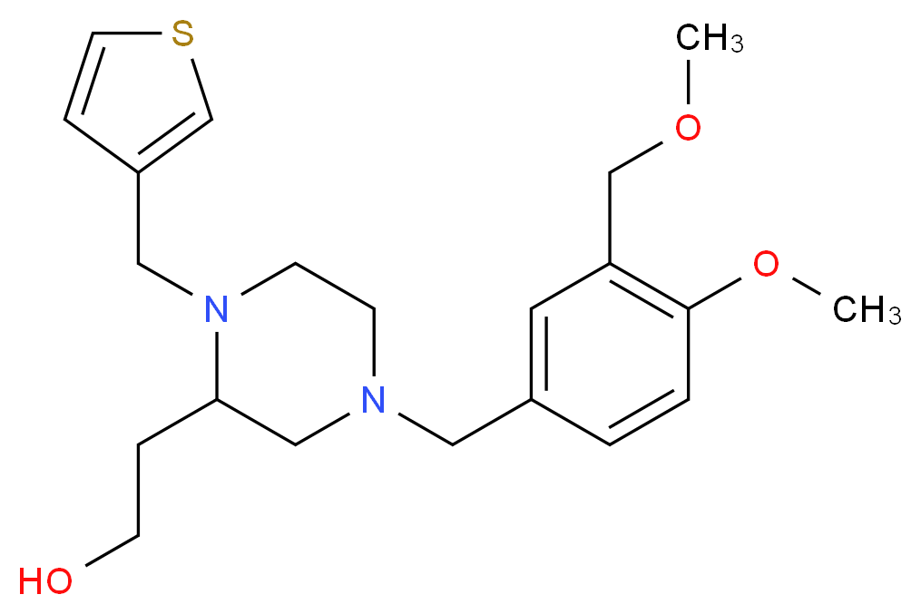 2-[4-[4-methoxy-3-(methoxymethyl)benzyl]-1-(3-thienylmethyl)-2-piperazinyl]ethanol_分子结构_CAS_)