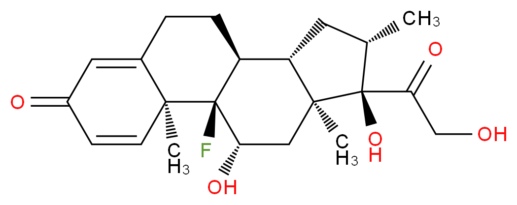 (1R,2S,10S,11S,13S,14R,15S,17S)-1-fluoro-14,17-dihydroxy-14-(2-hydroxyacetyl)-2,13,15-trimethyltetracyclo[8.7.0.0^{2,7}.0^{11,15}]heptadeca-3,6-dien-5-one_分子结构_CAS_378-44-9