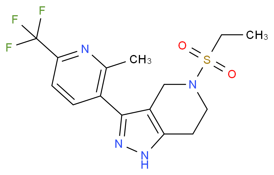 5-(ethylsulfonyl)-3-[2-methyl-6-(trifluoromethyl)pyridin-3-yl]-4,5,6,7-tetrahydro-1H-pyrazolo[4,3-c]pyridine_分子结构_CAS_)