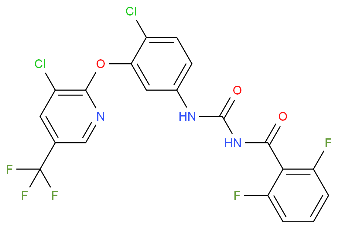 3-(4-chloro-3-{[3-chloro-5-(trifluoromethyl)pyridin-2-yl]oxy}phenyl)-1-(2,6-difluorobenzoyl)urea_分子结构_CAS_86811-58-7