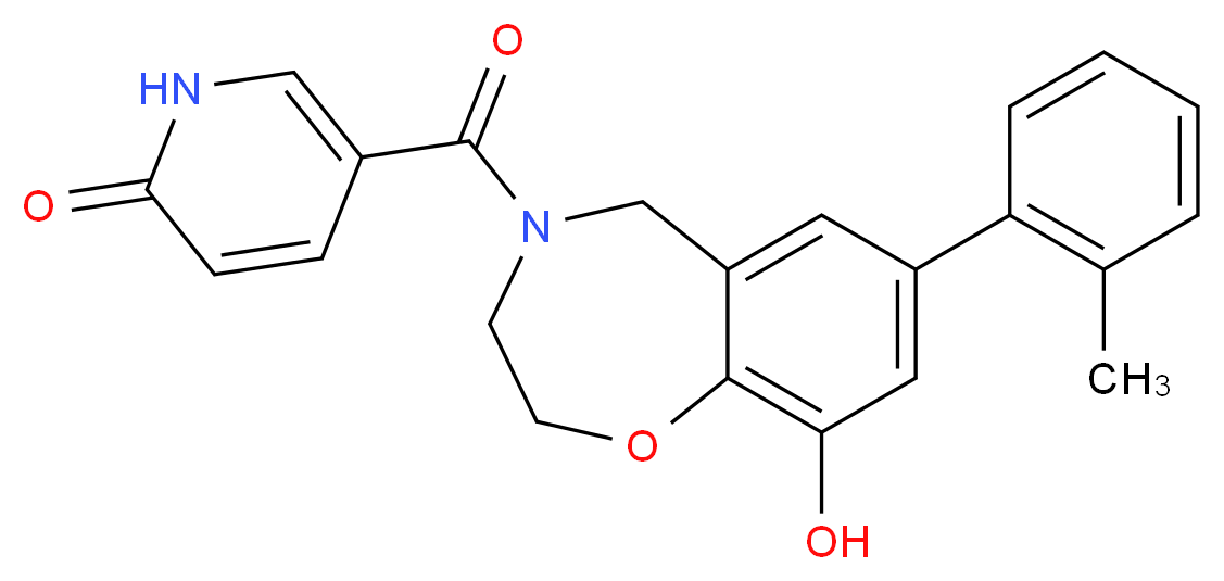 5-{[9-hydroxy-7-(2-methylphenyl)-2,3-dihydro-1,4-benzoxazepin-4(5H)-yl]carbonyl}pyridin-2(1H)-one_分子结构_CAS_)