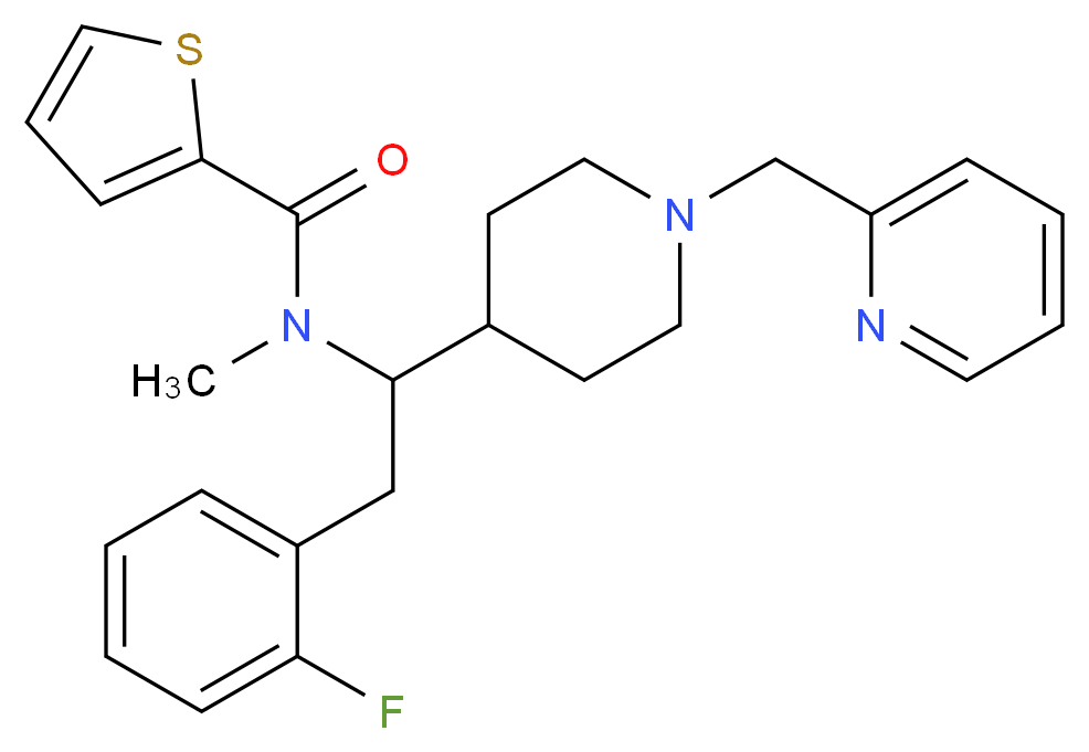 N-{2-(2-fluorophenyl)-1-[1-(2-pyridinylmethyl)-4-piperidinyl]ethyl}-N-methyl-2-thiophenecarboxamide_分子结构_CAS_)