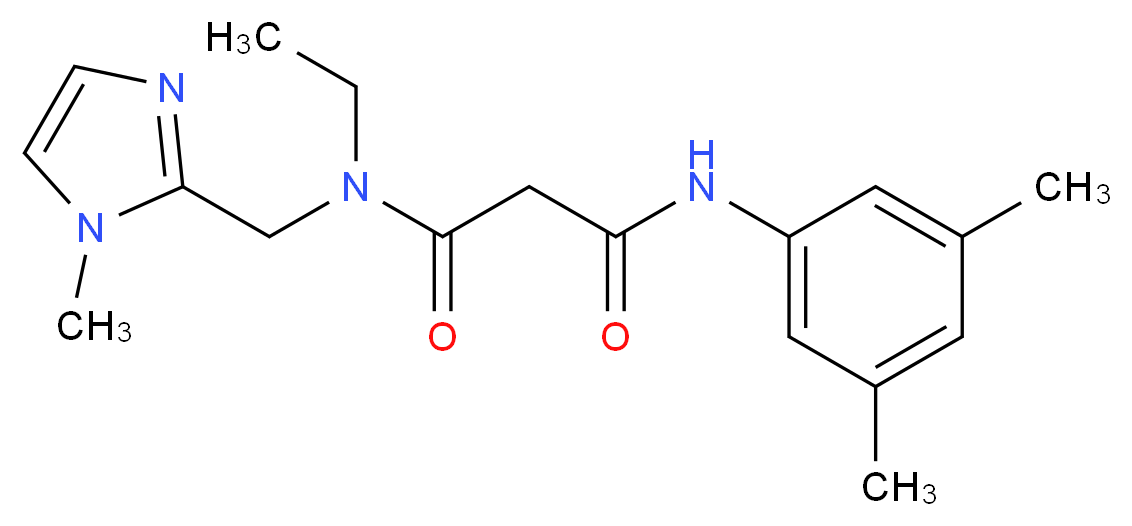 N'-(3,5-dimethylphenyl)-N-ethyl-N-[(1-methyl-1H-imidazol-2-yl)methyl]malonamide_分子结构_CAS_)
