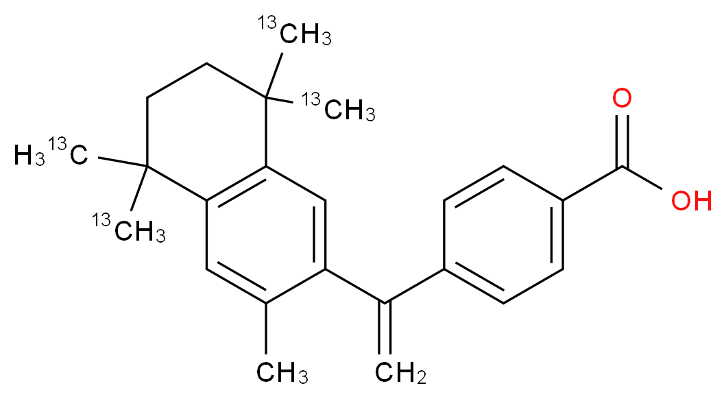 4-{1-[5,5,8,8-tetrakis(<sup>1</sup><sup>3</sup>C)methyl-3-methyl-5,6,7,8-tetrahydronaphthalen-2-yl]ethenyl}benzoic acid_分子结构_CAS_1185030-01-6