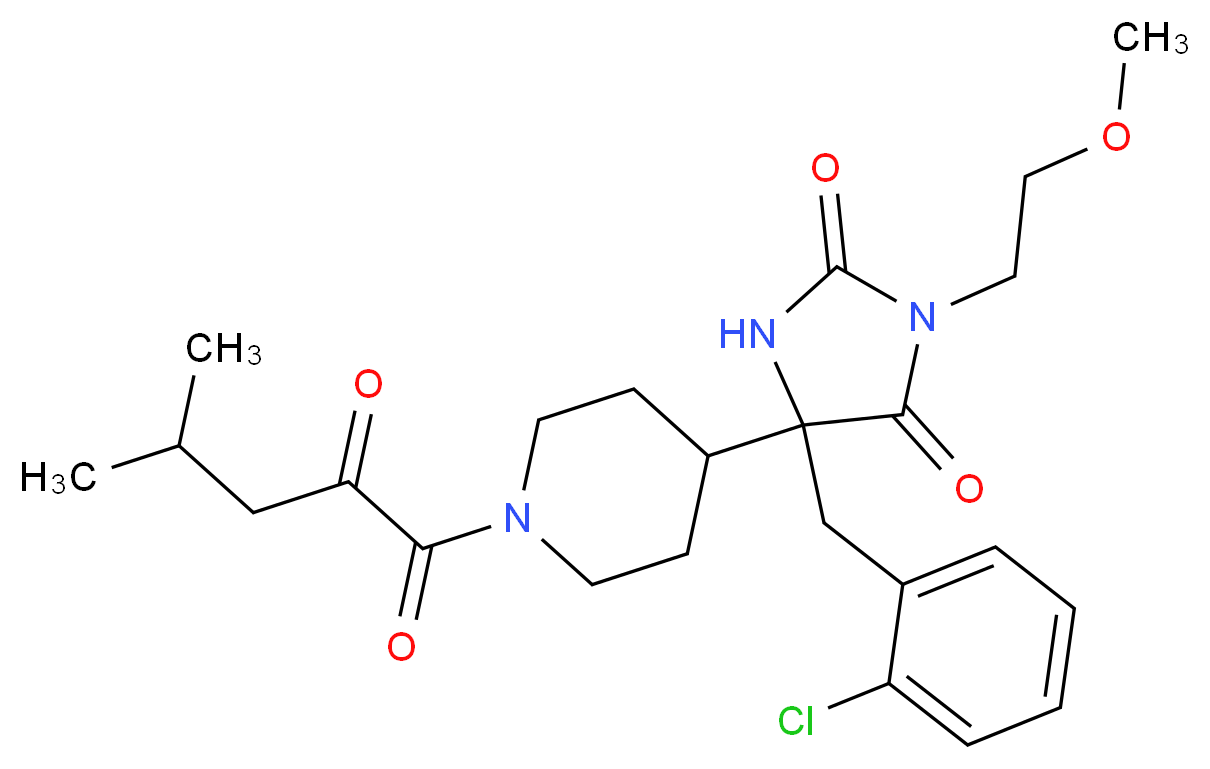 5-(2-chlorobenzyl)-3-(2-methoxyethyl)-5-[1-(4-methyl-2-oxopentanoyl)-4-piperidinyl]-2,4-imidazolidinedione_分子结构_CAS_)